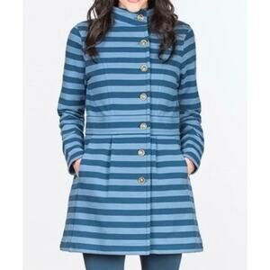 NWT Matilda Jane Fall Breeze Blue Striped Coat/Jacket Button Front Sz Medium